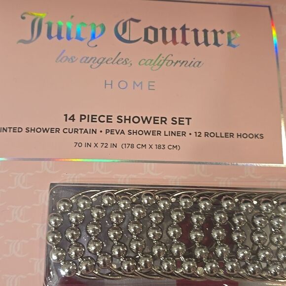 Juicy Couture Home Signature Logo Bows 14-PC Shower Curtain Set - Picture 4 of 5